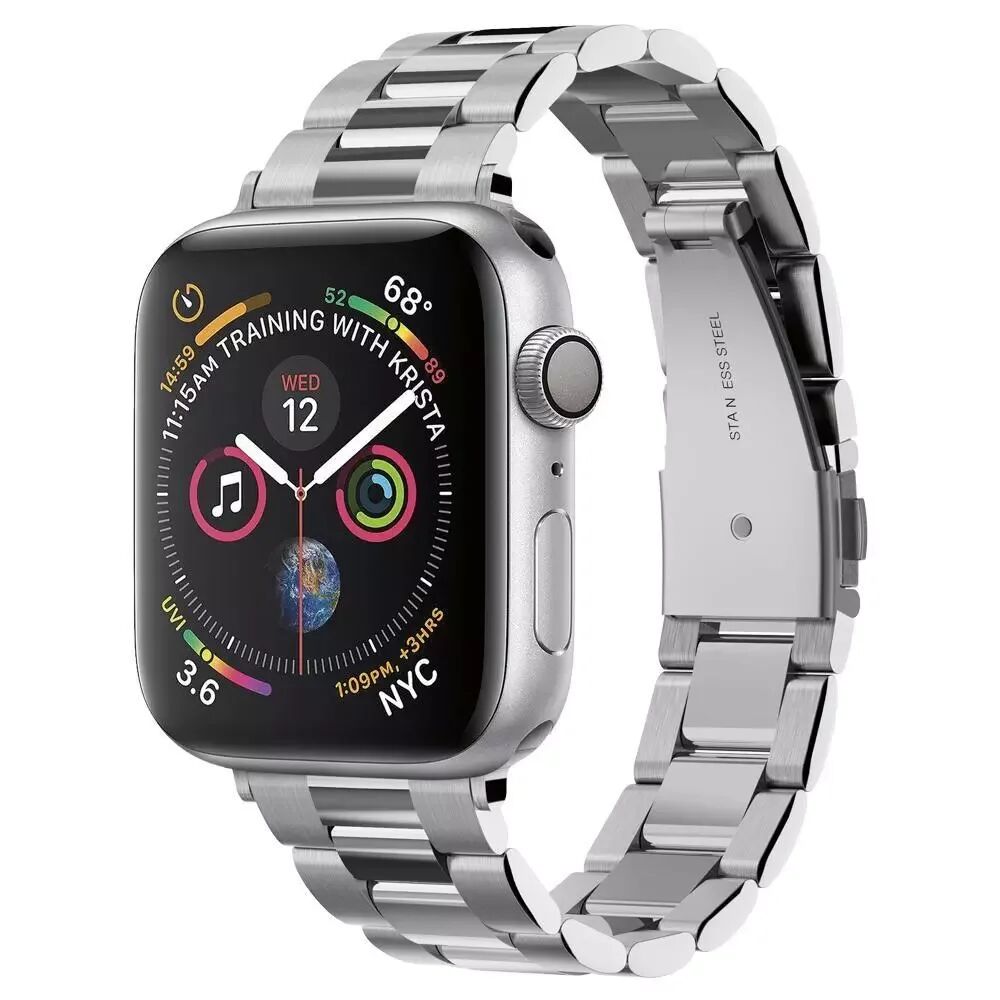 Spigen Apple Watch (38-41mm) Spigen Modern Fit Band - Rustfritt Stål Reim med Pinner - Sølv