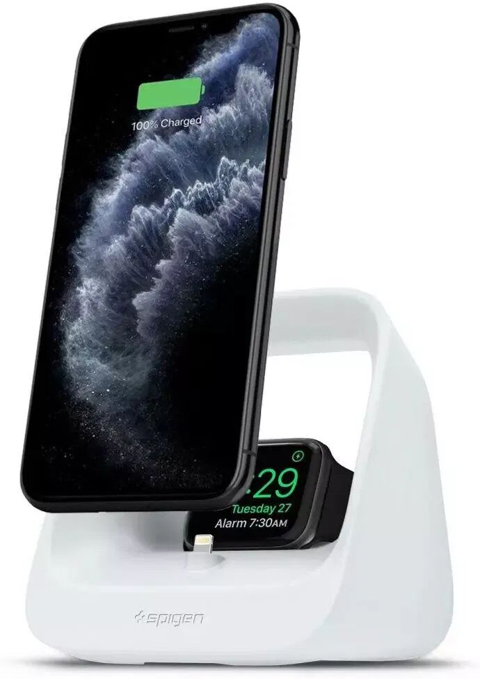 Spigen S316 2in1 Dock Til iPhone, Airpods & Apple Watch - Hvit