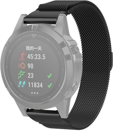 24hshop Armbånd Milanese Loop til Garmin Fenix 6X, Svart