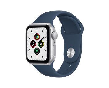 Apple Watch SE GPS + Cellular, 40mm Silver Aluminium Case with Abyss Blue Sport Band - Regular
