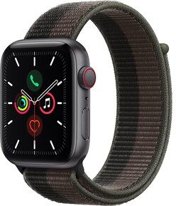 Apple Watch SE GPS + Cellular, 44mm Space Grey Aluminium Case with Tornado/Grey Sport Loop