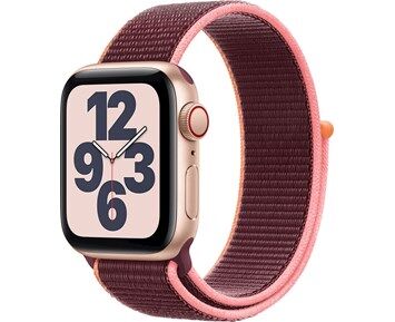 Apple Watch SE GPS + Cellular, 40mm Gold Aluminium Case with Plum Sport Loop