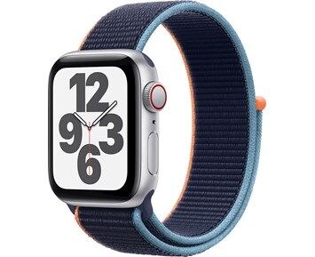 Apple Watch SE GPS + Cellular, 40mm Silver Aluminium Case with Deep Navy Sport Loop