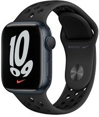 Apple Watch Nike Series 7 GPS + Cellular, 41mm Midnight Aluminium Case with Anthracite/Black Nike Sport Band - Regular