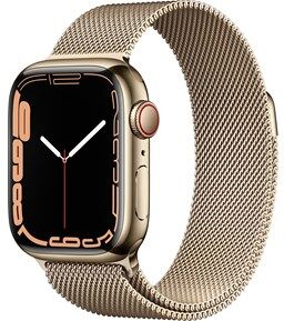 Apple Watch Series 7 GPS + Cellular, 41mm Gold Stainless Steel Case with Gold Milanese Loop