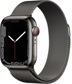 Apple Watch Series 7 GPS + Cellular, 41mm Graphite Stainless Steel Case with Graphite Milanese Loop