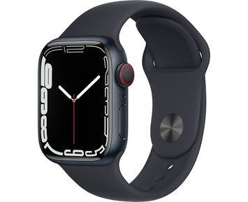 Apple Watch Series 7 GPS + Cellular, 41mm Midnight Aluminium Case with Midnight Sport Band - Regular