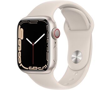 Apple Watch Series 7 GPS + Cellular, 41mm Starlight Aluminium Case with Starlight Sport Band - Regular