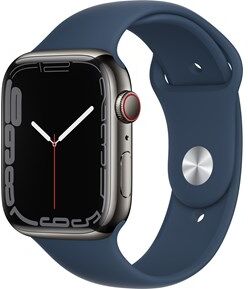 Apple Watch Series 7 GPS + Cellular, 45mm Graphite Stainless Steel Case with Abyss Blue Sport Band - Regular