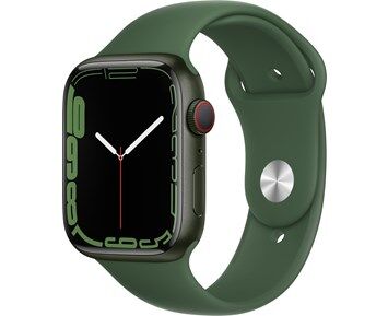 Apple Watch Series 7 GPS + Cellular, 45mm Green Aluminium Case with Clover Sport Band - Regular