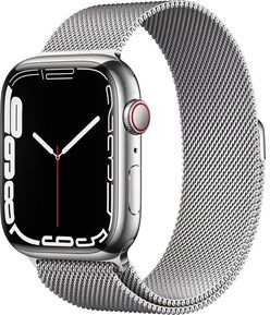 Apple Watch Series 7 GPS + Cellular, 45mm Silver Stainless Steel Case with Silver Milanese Loop