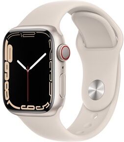 Apple Watch Series 7 GPS + Cellular, 45mm Starlight Aluminium Case with Starlight Sport Band - Regular