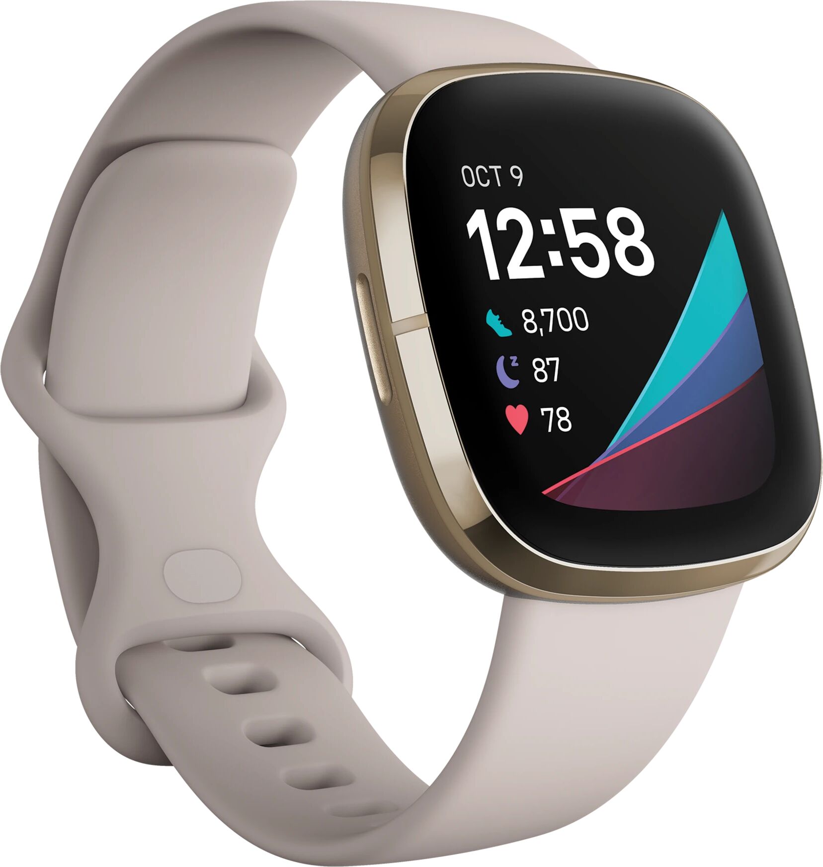 Fitbit Sense Lunar White/Soft Gold, smartklokke, unisex  STD Lunar White/Soft Gol