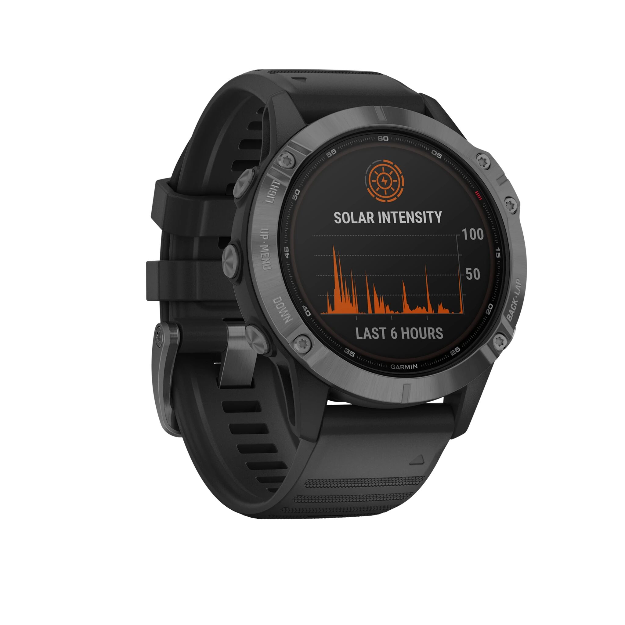 Garmin fenix 6 Pro Solar,Slate Gray with Black band, multisportklokke senior  STD Slate Grey