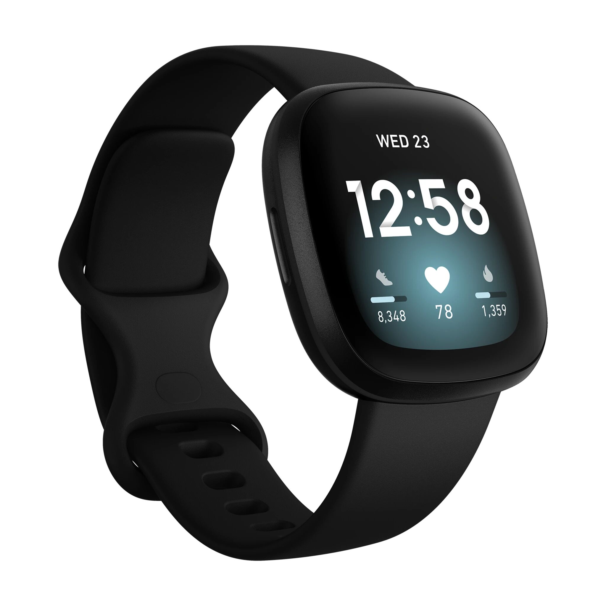 Fitbit Versa 3 Black, smartklokke med GPS/puls, unisex STD BLACK
