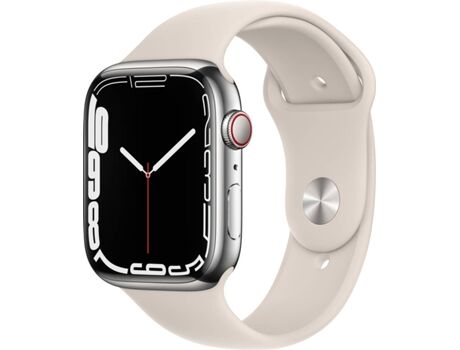 Apple Watch Series 7 GPS+Cellular 45 mm Prateado com Bracelete Desportiva Luz das Estrelas