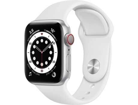 Apple Watch S6 40 mm Cellular Prateado, Branco Sport Band