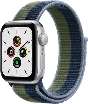 Apple Watch SE GPS+Cellular 44 mm Prateado com Loop Desportiva Azul Abissal/Verde Musgo