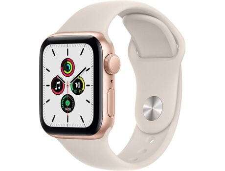 Apple Watch SE GPS 44 mm Dourado com Bracelete Desportiva Luz das Estrelas