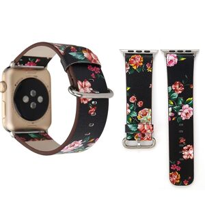 Kamda Armband för Apple Watch 38/40/41mm konstläder Svart & Multifärgat blommig