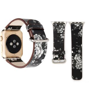 Kamda Armband för Apple Watch 42/44/45mm Svart & Vit blommig konstläder