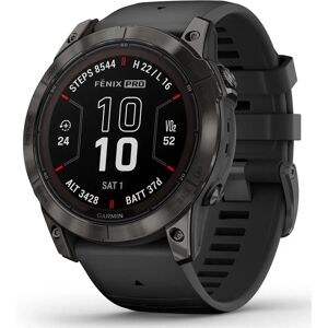 Garmin Fenix 7X Pro Sapphire Solar Edition Carbon Gray DLC Titanium Black Silicone Band 010-02778-11