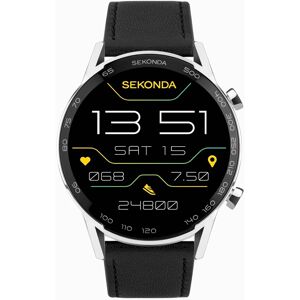 Sekonda Sekonda Active Plus Smart Watch   Silver Alloy Case & Black Leather Strap   30178