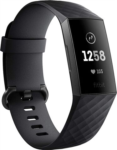 Refurbished: Fitbit Charge 3 Advanced Health + Fitness Tracker Graphite Black, B
