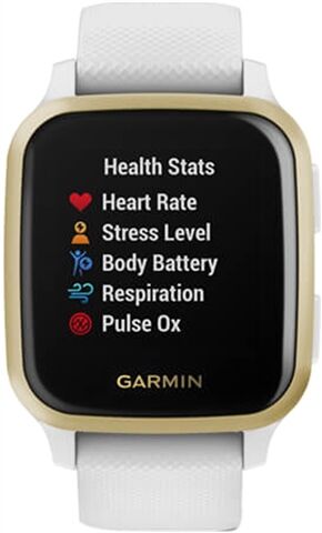 Refurbished: Garmin Venu SQ GPS Smartwatch - White & Light Gold, A