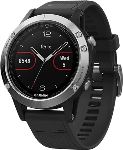 Refurbished: Garmin Fenix 5 47mm Smartwatch - Silver/Black, B