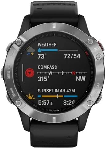 Refurbished: Garmin Fenix 6 GPS Multisport Smartwatch - Silver/Black, B