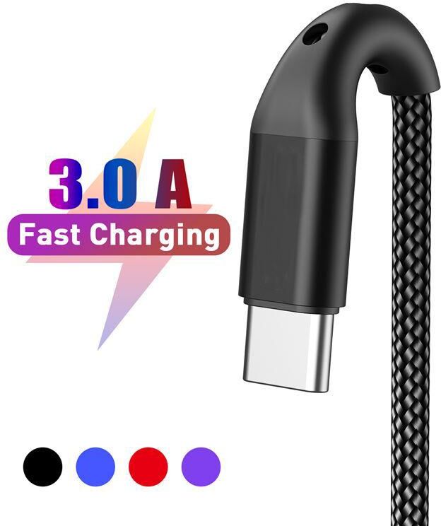 3C Authority 3A USB Type C Cable Fast Charging Wire for Samsung Galaxy S8 S9 Plus XiaoMi mi9 Huawei Mobile Phone USB C Charger Cable