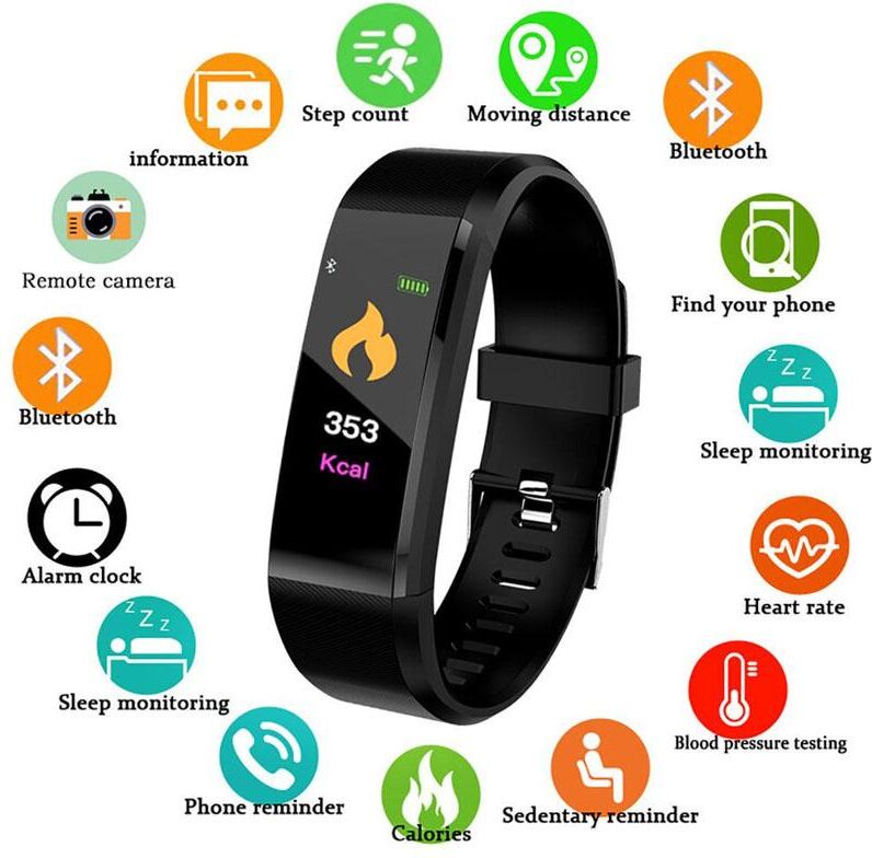 ElectronicMall Heart Rate Monitor Smart Watch Bluetooth Bracelet Fitness Blood Pressure Activity Tracker Band