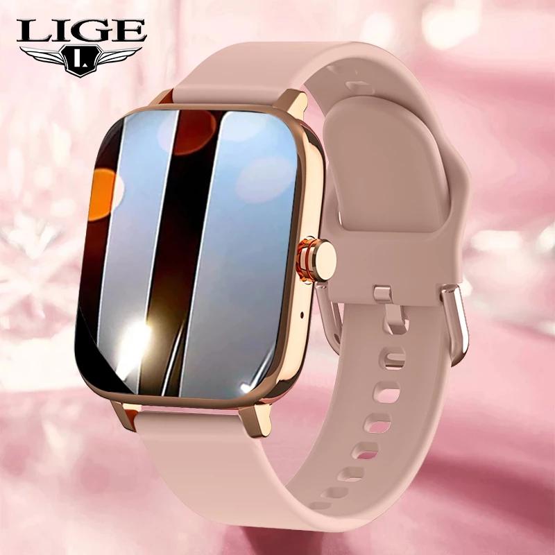 LIGE Call Smart Watch Women Custom Dial Smartwatch For Android IOS Waterproof Bluetooth Music Watches Full Touch Bracelet Clock