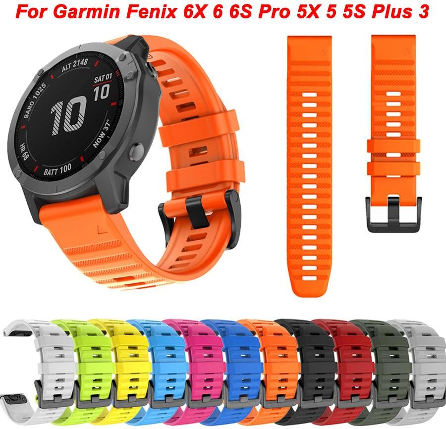 w-wo 26 22MM Silicone Watch Band Straps For Garmin Fenix 6X 6 6S Pro 7X 7 Easyfit Wristband Fenix 5 5X 5S Plus Smartwatch Bracelet