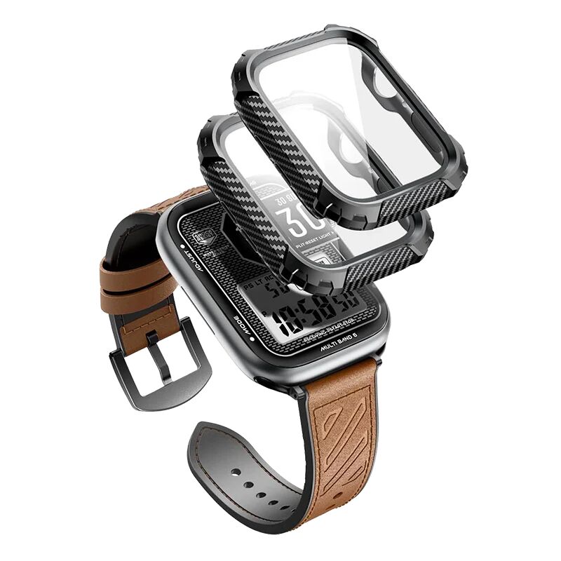i-Blason Apple Watch 45mm Armorbox Case with Tempered Glass Screen Protectors - Brown