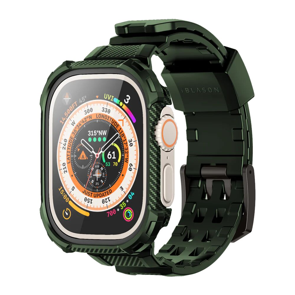 i-Blason Apple Watch Ultra 49mm Armorbox Case with Tempered Glass Screen Protectors  - Dark Green