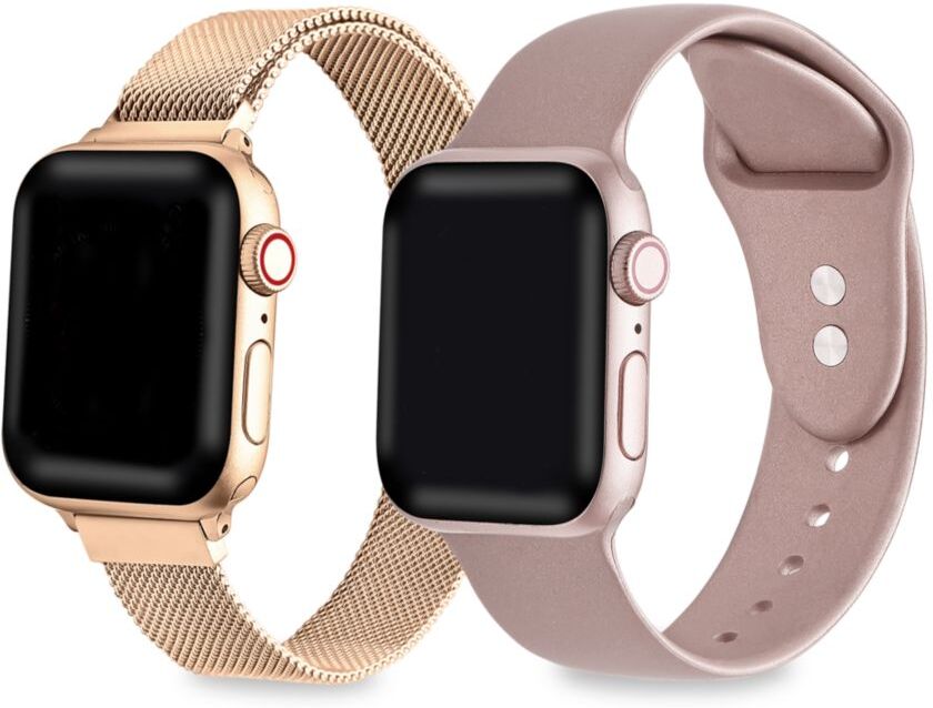 Posh Tech 2-Pack Silicone & Stainless Steel Apple Watch Replacement Bands/42MM-44MM - Rose Gold  - unisex - Size: one-size