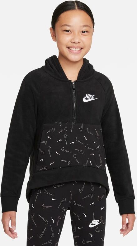 Nike Sportswear Club Older Kids' (Girls') 1/2-Zip Winterized Hoodie - Black - size: XS, XL, L, M, S