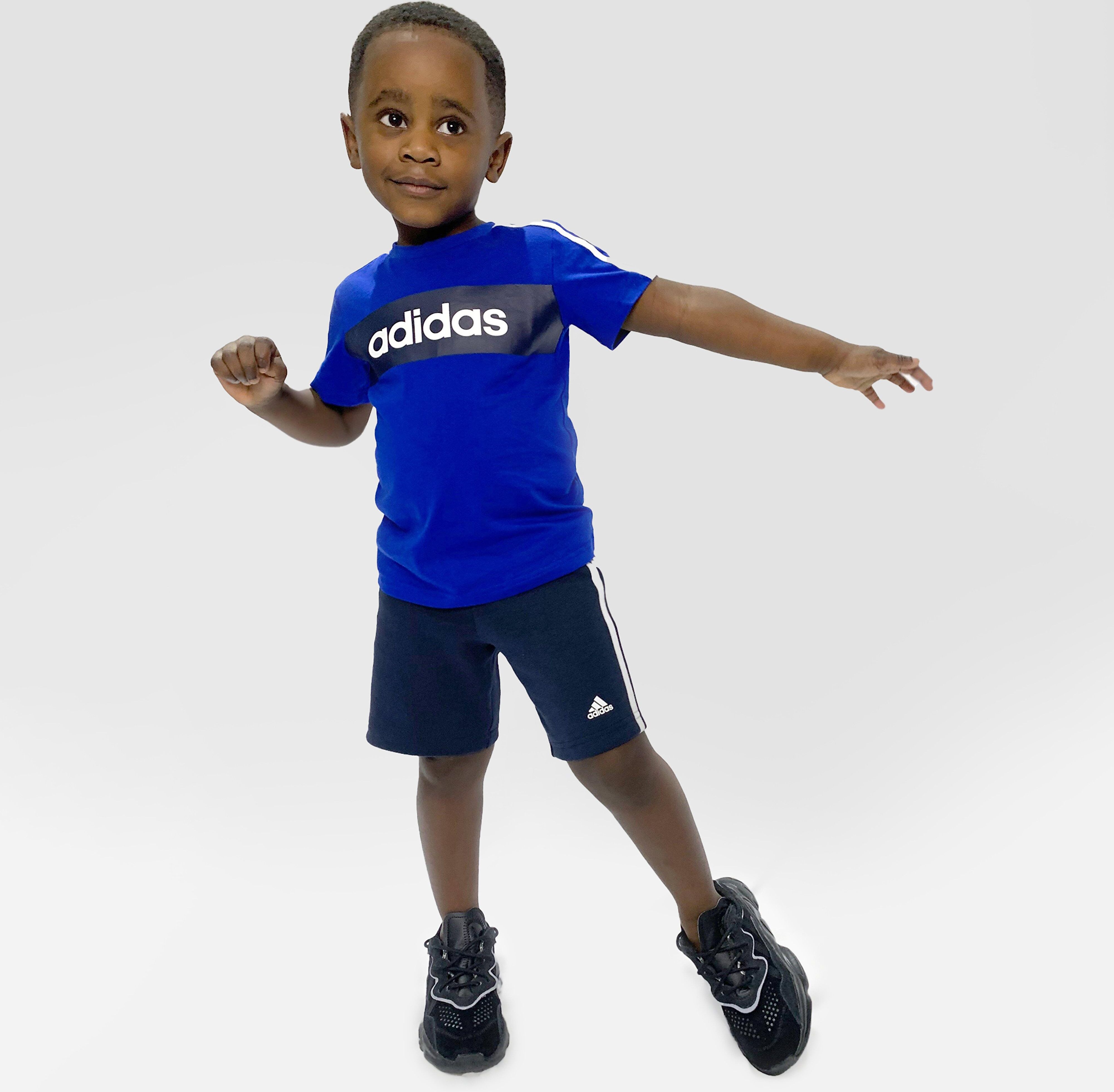 adidas Linear Essential T-shirt/shorts Set Infant - Blue - Kids  size: 3-4Y