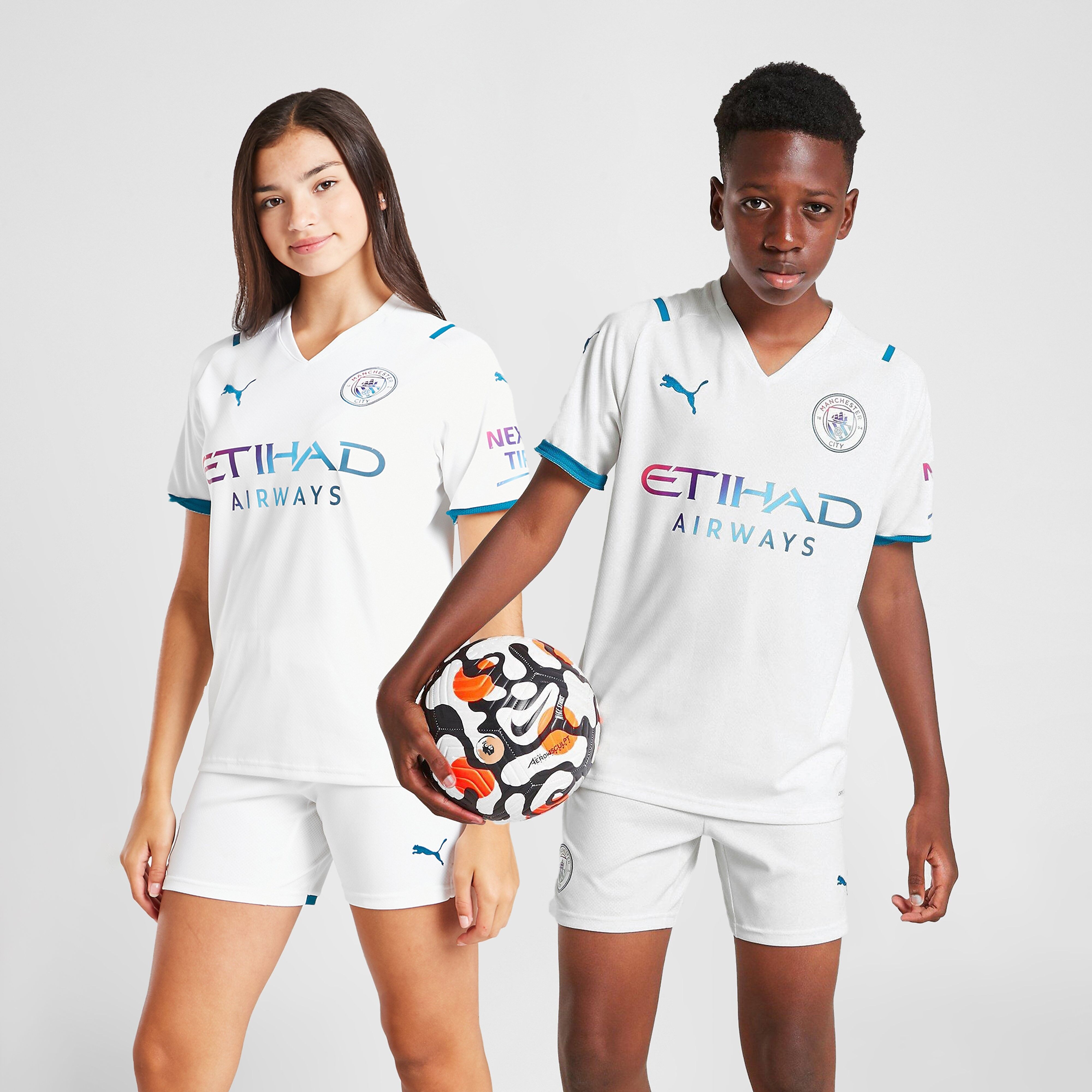 Puma Manchester City FC 2021/22 Away Shirt Junior - White - Kids  size: 7-8Y