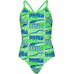 Puma Badeanzug, Mädchen-Schwimmanzug mit allover Logoprint green-combo Größe 140