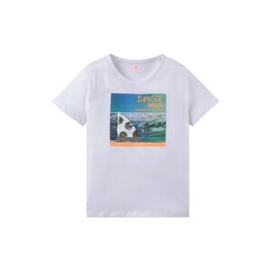 TOM TAILOR Jungen T-Shirt mit Print, weiß, Print, Gr. 104/110