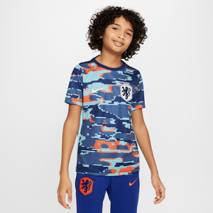 Niederlande Academy Pro Nike Dri-FIT kurzärmliges Pre-Match-Fußballoberteil (ältere Kinder) - Blau - L