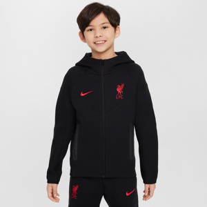 Liverpool FC Tech FleeceNike Fußball-Hoodie mit durchgehendem Reißverschluss für ältere Kinder (Jungen) - Schwarz - L