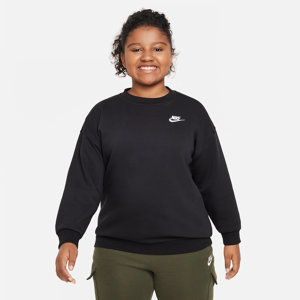 Nike Sportswear Club FleeceExtragroßes Sweatshirt für ältere Kinder (Mädchen) (erweiterte Größe) - Schwarz - M+