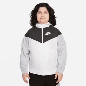 Nike Sportswear WindrunnerLockere, hüftlange Jacke mit Kapuze für ältere Kinder (Jungen) (erweiterte Größen) - Weiß - L+