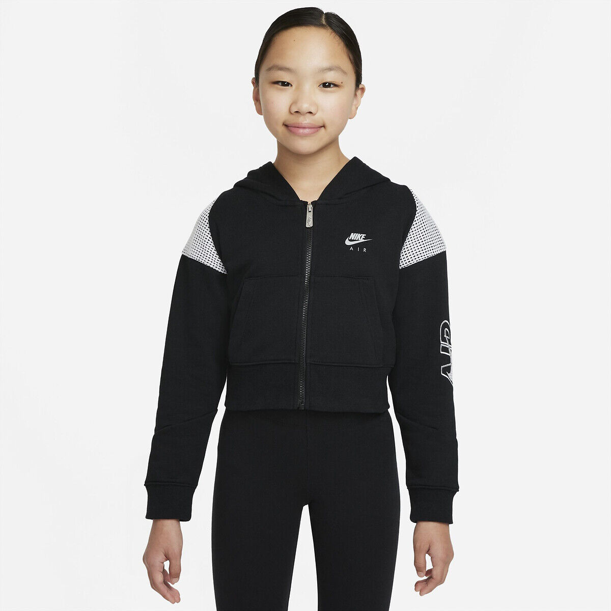 NIKE Kurze Sweatjacke mit Kapuze, 6-16 Jahre SCHWARZ