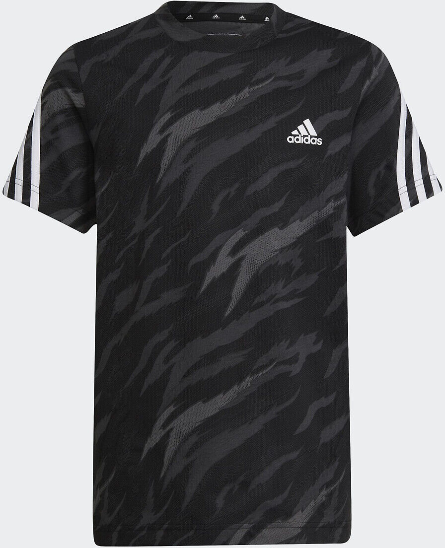 Adidas T-Shirt, kurze Ärmel mit 3 Streifen, 7-16 Jahre GRAU