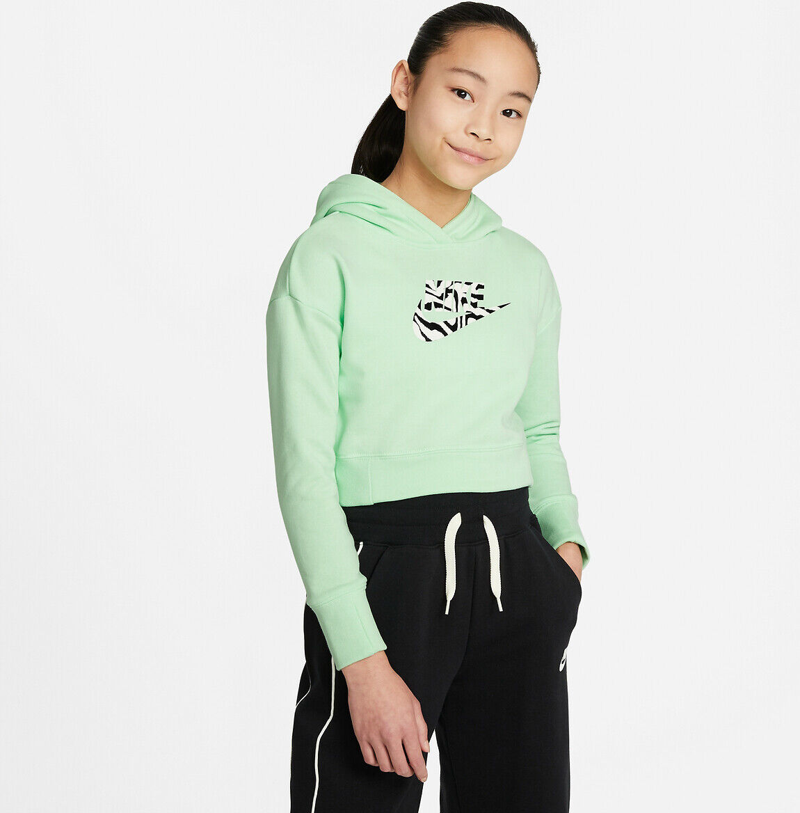 NIKE Kurzes Kapuzensweatshirt, 6-16 Jahre SCHWARZ